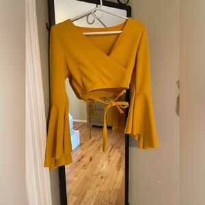 SHEIN • Yellow Cropped Bell Sleeve Top